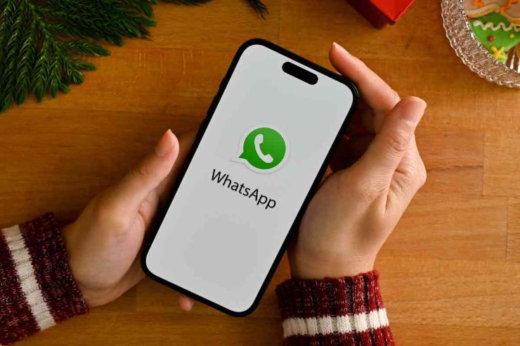 Cellulare in mano con WhatsApp